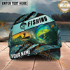 Maxcorners Fishing Teal Gold Angler Scene Personalized Name 3D Cap (12 Fish Species)