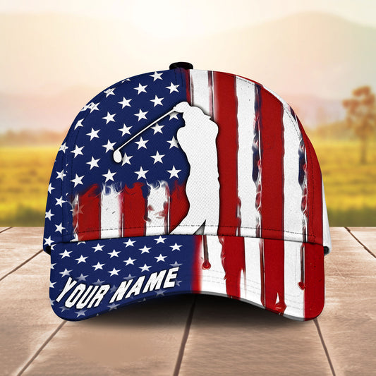 Maxcorners Golf American Flag Vertical Stripes Personalized Cap
