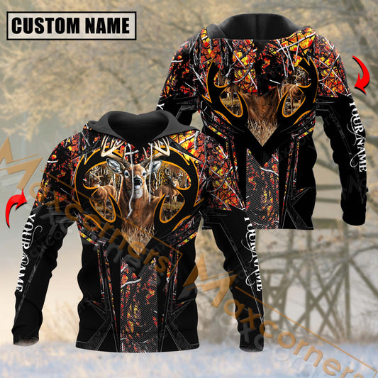 Maxcorners Red Custom Name Deer Hunting Jersey Sport Pattern Shirt 3D All Over Printed Clothes