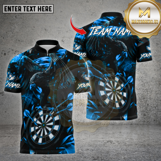 Maxcorners Darts Raven Crow Bullseye Multicolor Options Personalized Name, Team Name Unisex 3D Shirt