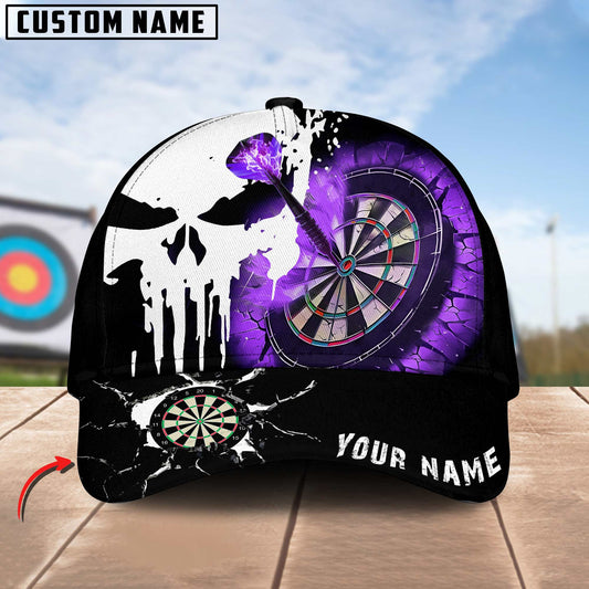 Maxcorners Darts Skull Dartboard Pattern Multicolor Option Personalized Name 3D Cap (4 Colors)