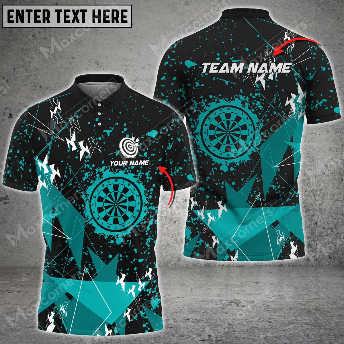 Maxcorners Darts Lightning Color Options Personalized Name, Team Name 3D Shirt