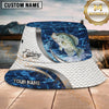 Maxcorners Fishing Blue Water Scale Pattern Personalized 3D Bucket Hat (12 Fish Species)