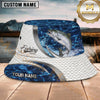 Maxcorners Fishing Blue Water Scale Pattern Personalized 3D Bucket Hat (12 Fish Species)