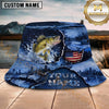 Maxcorners Fishing USA Flag Lake Camo Personalized 3D Bucket Hat (12 Fish Species)