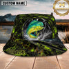 Maxcorners Fishing Green Honeycomb Lightning Personalized 3D Bucket Hat (12 Fish Species)