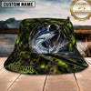 Maxcorners Fishing Green Honeycomb Lightning Personalized 3D Bucket Hat (12 Fish Species)