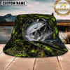 Maxcorners Fishing Green Honeycomb Lightning Personalized 3D Bucket Hat (12 Fish Species)