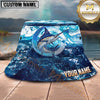Maxcorners Fishing Ocean Marble Wave Personalized 3D Bucket Hat (12 Fish Species)