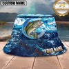 Maxcorners Fishing Ocean Marble Wave Personalized 3D Bucket Hat (12 Fish Species)