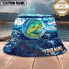 Maxcorners Fishing Ocean Marble Wave Personalized 3D Bucket Hat (12 Fish Species)