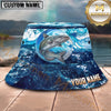 Maxcorners Fishing Ocean Marble Wave Personalized 3D Bucket Hat (12 Fish Species)