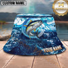 Maxcorners Fishing Ocean Marble Wave Personalized 3D Bucket Hat (12 Fish Species)