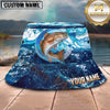 Maxcorners Fishing Ocean Marble Wave Personalized 3D Bucket Hat (12 Fish Species)