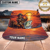 Maxcorners Fishing Pirate Sunset Angler Personalized 3D Bucket Hat (12 Fish Species)