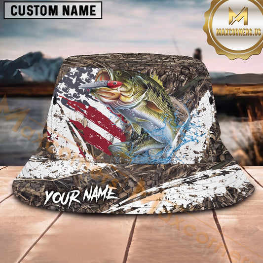 Maxcorners Fishing Camo Splash Lure Personalized 3D Bucket Hat (12 Fish Species)