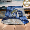 Maxcorners Fishing Blue Lake Scale Pattern Personalized 3D Bucket Hat (12 Fish Species)
