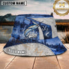 Maxcorners Fishing Blue Lake Scale Pattern Personalized 3D Bucket Hat (12 Fish Species)