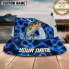 Maxcorners Fishing Electric Blue Scale Pattern Personalized 3D Bucket Hat (12 Fish Species)
