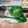 Maxcorners Fishing Green Smoke Camo Personalized 3D Bucket Hat (12 Fish Species)