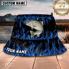 Maxcorners Fishing Blue Flame Personalized 3D Bucket Hat (12 Fish Species)