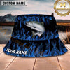 Maxcorners Fishing Blue Flame Personalized 3D Bucket Hat (12 Fish Species)