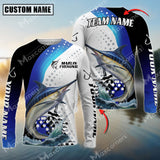 Maxcorner Marlin Fishing Sun Protection Jersey Blue Camo Pattern Personalized Name And Team Name Long Sweat Shirt