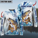 Maxcorner Trout Fishing Sun Protection Blue Sea Camo Pattern Personalized Name And Team Name Long Sweat Shirt