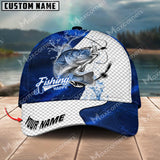 Maxcorners Walleye Fishing Dark Blue Pattern Personalized Name Metal Pattern 3D Classic Cap