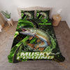 Maxcorners Fishing Green Water Splash Personalized Name Unisex 3D Bedding Set