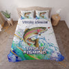 Maxcorners Fishing Colorful Water Splash Personalized Name Unisex 3D Bedding Set