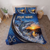 Maxcorners Fishing Blue Sunset Water Splash Personalized Name Unisex 3D Bedding Set