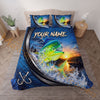 Maxcorners Fishing Blue Sunset Water Splash Personalized Name Unisex 3D Bedding Set
