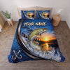 Maxcorners Fishing Blue Sunset Water Splash Personalized Name Unisex 3D Bedding Set