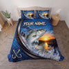 Maxcorners Fishing Blue Sunset Water Splash Personalized Name Unisex 3D Bedding Set