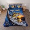 Maxcorners Fishing Blue Sunset Water Splash Personalized Name Unisex 3D Bedding Set