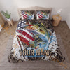 Maxcorners Fishing American Flag Sunset Adventure Personalized Name Unisex 3D Bedding Set