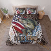 Maxcorners Fishing American Flag Sunset Adventure Personalized Name Unisex 3D Bedding Set