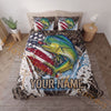 Maxcorners Fishing American Flag Sunset Adventure Personalized Name Unisex 3D Bedding Set