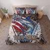 Maxcorners Fishing American Flag Sunset Adventure Personalized Name Unisex 3D Bedding Set