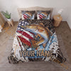 Maxcorners Fishing American Flag Sunset Adventure Personalized Name Unisex 3D Bedding Set