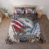 Maxcorners Fishing American Flag Sunset Adventure Personalized Name Unisex 3D Bedding Set