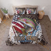 Maxcorners Fishing American Flag Sunset Adventure Personalized Name Unisex 3D Bedding Set