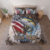 Maxcorners Fishing American Flag Sunset Adventure Personalized Name Unisex 3D Bedding Set