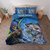 Maxcorners Fishing Skull Angler Orange Camouflage Personalized Name Unisex 3D Bedding Set
