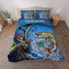 Maxcorners Fishing Skull Angler Orange Camouflage Personalized Name Unisex 3D Bedding Set