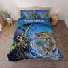 Maxcorners Fishing Skull Angler Orange Camouflage Personalized Name Unisex 3D Bedding Set