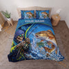 Maxcorners Fishing Skull Angler Orange Camouflage Personalized Name Unisex 3D Bedding Set