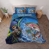 Maxcorners Fishing Skull Angler Orange Camouflage Personalized Name Unisex 3D Bedding Set