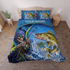 Maxcorners Fishing Skull Angler Orange Camouflage Personalized Name Unisex 3D Bedding Set